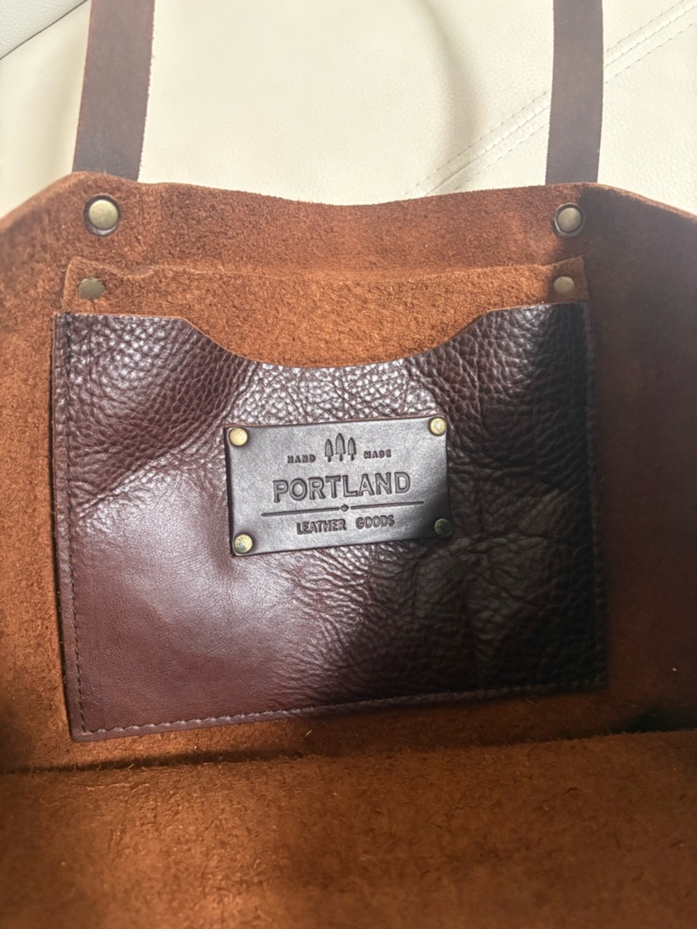 Classic Brown Leather Tote Bag with Double Shoulder Straps - Picture 4 of 10